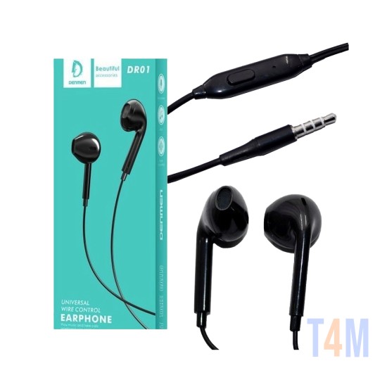 DENMEN WIRE CONTROL EARPHONES DR01 BLACK